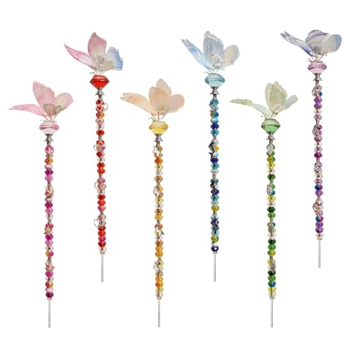 200Pcs DIY Butterfly Garden Stakes Kit - Fairy Wand Garden Stake Beads Kits, Fairy Garden Accessories Kit for Outdoor, Beadable Items (Butterfly) - color: Butterfly