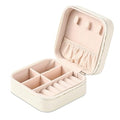 Neveika Portable Travel Mini Jewelry Box Leather Jewellery Ring Organizer Case Storage Gift Box Girls Women (white). - color: White
