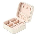 Neveika Portable Travel Mini Jewelry Box Leather Jewellery Ring Organizer Case Storage Gift Box Girls Women (white). - color: White