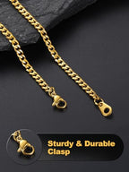 U7 Cuban Link Chain Necklace, Stainless Steel/Black/Gold Plated Chunky Curb Chain Necklace for Men Women, 14-30 Inches, 3/6/9/12 mm Width - color: a. 3mm Gold, size: 30 Inches
