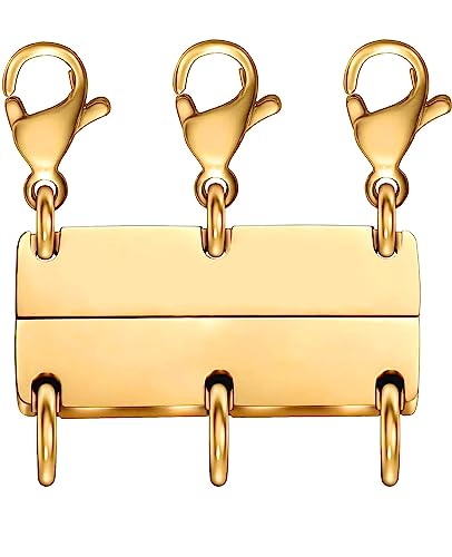 Clysoru Necklace Layering Clasps and Closures for Women Gold and Silver Multiple for Layered Separator Beads Chain Extender Necklaces Bracelet Safety Jewelry Clasp - color: 1 pcs gold