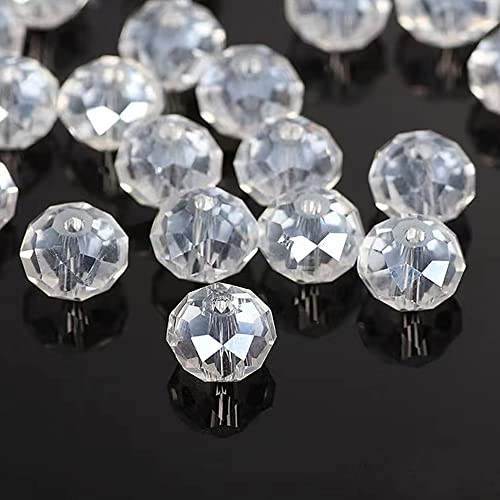 Jmassyang 8mm Briolette Rondelle Faceted AB Crystal Glass Beads for Jewelry Making Bracelets Necklaces Earrings (Clear AB, 250pcs) - color: Clear AB, size: 6x8mm