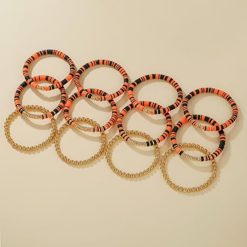 12pcs Friendship Bracelets Beaded Bracelets Heishi Bracelet Cute Bracelets Stack Vinyl Clay Disc Bead Surfer Stretch Summer Beach Bracelets For Women Preppy Bracelets - color: B-color 10A
