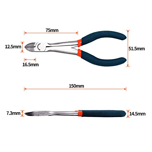 SPEEDWOX Side cutter Long Reach Diagonal Pliers 6 Inch Mini Fine Wire Cutting Plier Nippers High Leverage Reduce Efforts Precision Micro Wire Cutters for Hard to Reach Narrow Spaces - style: Diagonal Pliers