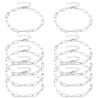 Exway 10 Pcs Paperclip Charm Bracelets Chain 6.5 Inch Stainless Steel Sliver Chain Bracelets Kit with Lobster Clasps for Crafts DIY Women Jewelry Making - color: silver style B, size: 6.5in