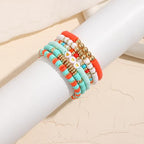 RISHEGAE Heishi Beaded Stretch Bracelets for Women Stackable Polymer Clay Beads Bracelets Friendship Boho Summer Beach Bracelet Jewelry Set - color: D-A orange 6pcs