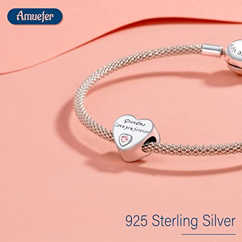 Mothers Day Birthday Number Love Family Friendship Graduation Auntie Grandma Dad Mom Charms for Pandora Bracelets Necklaces, Gifts Women, for Anniversary Valentines Christmas - style: Grandama Charm