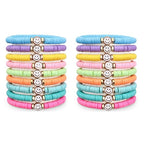 JIASHUYEYE Preppy Bracelets for Teen Girls - Stackable Boho Surfer Friendship Bracelets Set for Little Girls & Women - style: 18Pcs - Smiley Face A