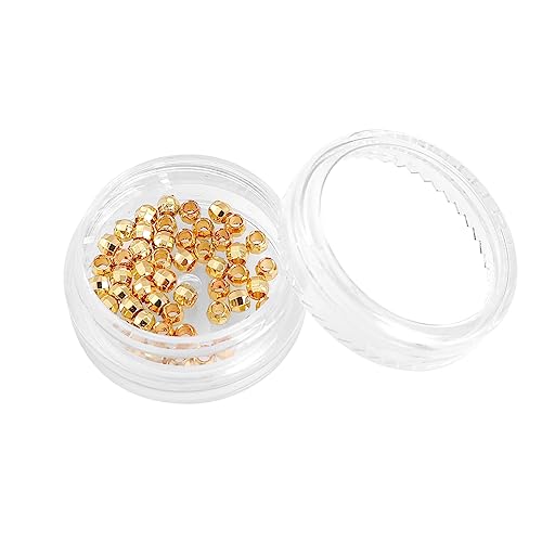 BEADIA 14K Gold Plated Laser Round Spacer Beads 3x3mm 50pcs for Jewelry Making Findings Non Tarnish - color: 14K Gold, size: 3mm Laser