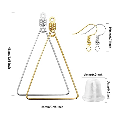 240PCS Triangle Earring Beading Hoop Set for Jewelry Making - 100PCS Earring Hooks & Backs (K Gold, White K) - color: 240PCS;Triangle;K Gold,White K