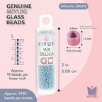 Miyuki Delica Seed Beads – Size 11/0 (1.6 mm), DB0218, Opaque Light Blue Luster, 7.2 g, Approx. 1440 Beads, Made in Japan - color: DB0218 - Opaque Light Blue Luster