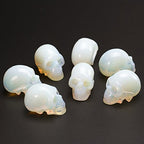 Opal 2.0 inch Natural Carved Skull Crystal Reiki Healing Stone Statue Collectible Figurine - color: Opal