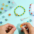 Ornaland 20 Pcs Round Flower Lampwork Glass Beads for Jewelry Making Bulk Bumpy Round Flower Handmade Spacer Beads for Jewelry Making Bracelets Earrings Necklaces DIY Crafts