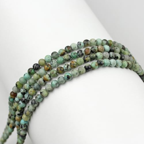MJDCB 225pcs Natural Small Stone Beads 3mm African Turquoise Round Smooth Loose Gemstone Bead for Jewelry Making Bracelets Earrings Necklaces Accessories - color: African Turquoise