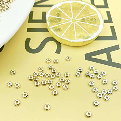 2000pcs 4mm Flat Round Disc Spacer Beads CCB Spacer Beads for Bracelet Necklace Jewelry DIY Crafts Making (Silver and Gold)