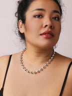 Sacina Y2k Aesthetic Emo Beaded Ball Chain Necklace, Gothic Punk Grunge Necklace, Christmas Jewelry Gift - color: Silver, size: 20 in