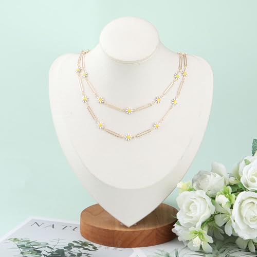 KYUNHOO 5 Meters Daisy Chains for Jewelry Making Flowers Link on Roll Paperclip Chain for Jewelry Craft DIY Supply Findings - color: White Daisy Paperclip