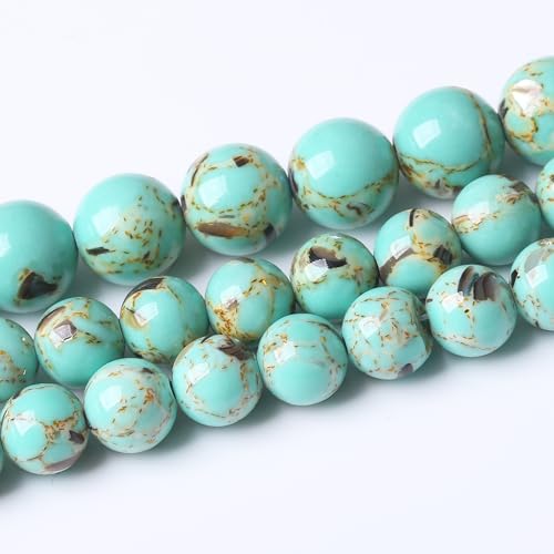 Gold Wire Turquoisee Stone Beads for Jewelry Making Gemstone Round Crystal Bracelet Necklace 1 Strand 15.5inch 60PCS 6MM - color: Gold Wire Turquoisee, size: 6MM