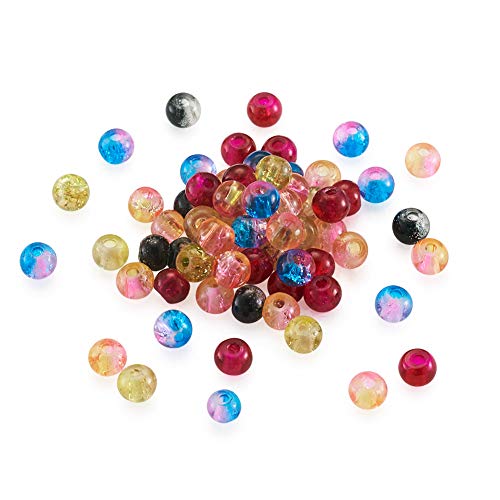 Craftdady 200Pcs 4mm Crackle Glass Round Beads Handcrafted Tiny Split Glass Loose Pony Ball Beads Random Mixed Colors for Jewelry Making Hole: 1.1-1.3mm - color: Mixed Two Tone Colors, size: 4mm