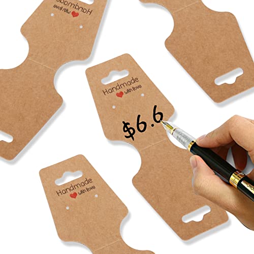 200PCS Bracelet Display Cards Necklace Holder Cards Self Adhesive Jewelry Packaging Selling Card for Small Business (Brown, 1.8x4.7 inches) - color: Brown, size: 1.8x4.7 inches