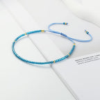 KELITCH Adjustable turquoise bead bracelet single color knitting friendship bracelet fashion jewelry daily wear gift (28 color selection) - color: Blue 04Z