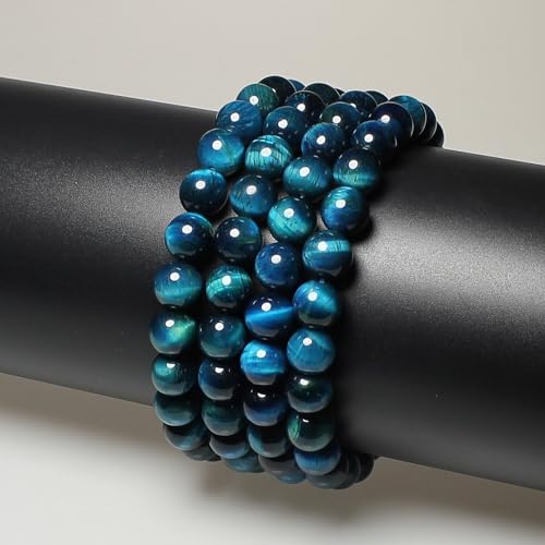 MJDCB Stone Beads 8mm 43pcs Round Sky Blue Tiger's Eye Loose Gemstone Bead Charms for Jewelry Making Bracelet Necklace Earring Pendant - color: Sky Blue Tiger's Eye, size: 8mm