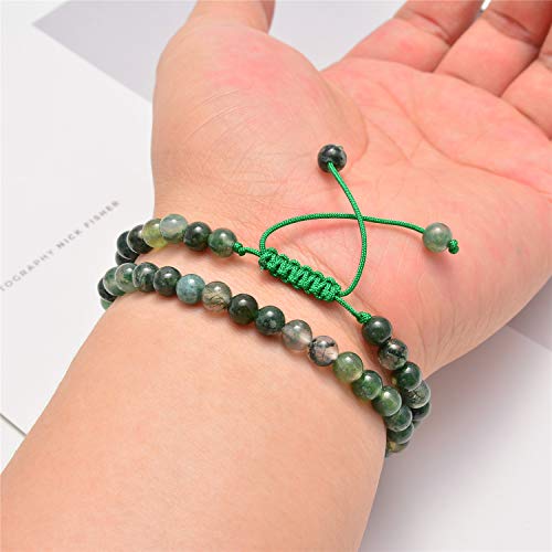 NCB 100pcs Original Natural Stone Beads Gemstone Round Loose Beads 6mm 8mm 10mm (Green Moss Agate, 6mm 100Beads) - color: Green Moss Agate, size: 6mm 100beads