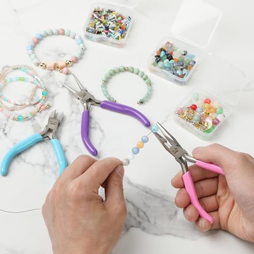 Mr. Pen- Pliers for Jewelry Making, 3 Pack, Chain Nose, Round Nose Pliers Set and Wire Cutter for Beading, Wire Wrapping, Jump Rings, Jewelry Repair, Crafting, DIY - color: Candy Colors