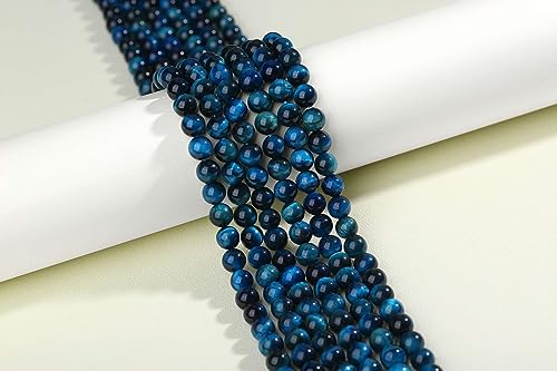 LAIDANLA Aquamarine Tiger's Eye 8mm Natural Stone Beads Round Loose Gemstone Stone Beads for DIY Bracelet Necklace Earrings Jewelry Making Polishing Beading Crystal 96PCS 2 Strand 32" - color: N-Aquamarine Tiger's Eye, size: 8mm