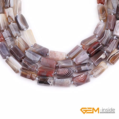 GEM-Inside 28Pcs 8x12mm Natural Gray Onyx Botswana Agate Stone Gemstone Faceted Freeform Tube Column Chakra Beads for Jewelry Making Full 15" Strand Power Energy - color: Gray Onyx Botswana