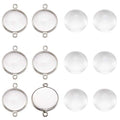 FASHEWELRY 10 Sets Brass Bezel Pendant Trays 14mm Dome Clear Glass Cabochon Blank Base Connector Cover for DIY Jewelry Making - color: 14mm-10 Sets