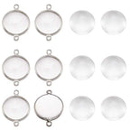 FASHEWELRY 10 Sets Brass Bezel Pendant Trays 14mm Dome Clear Glass Cabochon Blank Base Connector Cover for DIY Jewelry Making - color: 14mm-10 Sets