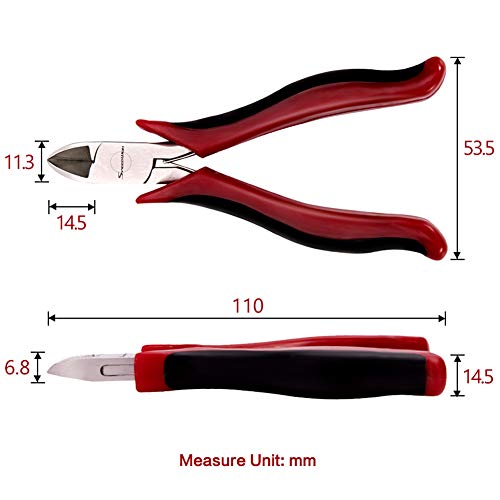 SPEEDWOX Diagonal Pliers Micro Wire Cutters 4 Inches Fine Pliers Precision Side Nipper Mini Plastic Nippers Side Cutting with Spring Angled Head Professional Jewelry Making Tools - style: Tapered Head Diagonal Pliers