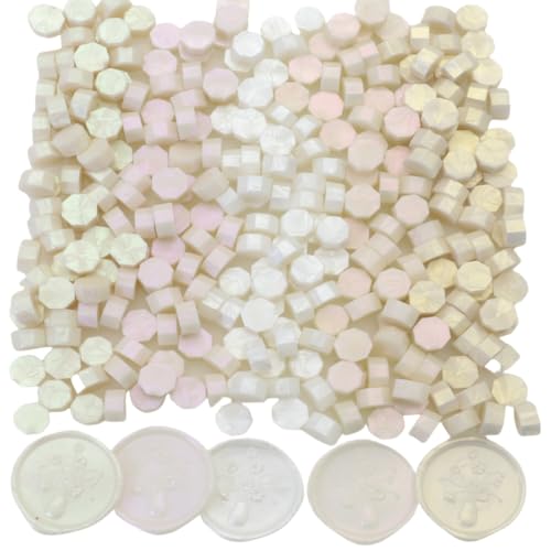 250Pcs White Mix Sealing Wax Beads for WaxSeal Stamp, WaxSeal Beads Set with 5 Colors Perfect for Gift Sealing, Letter Wax Sealing (250, White Mix) - color: White Mix