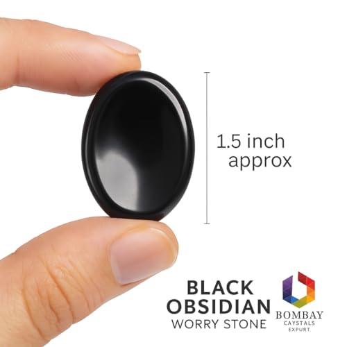 Black Obsidian Worry Stone – Genuine Thumb-Palm Crystal for Protection, Grounding & Anxiety Support – Pocket Meditation & Fidget Tool - color: Black Obsidian