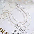 Gold Layered Necklaces for Women, 14K Gold Plated Dainty Gold Chain Choker Necklace Stack, Herringbone Gold Necklaces Set - color: silver-3-Snake