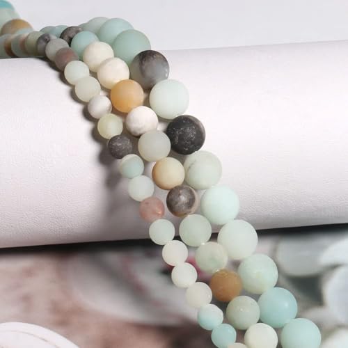 36pcs Natural Matte Amazonite Gemstone Beads，10mm Frosted Round Loose Stone Beads for Jewelry Making Earring Bracelet Necklace DIY Crafts - color: Amazonite, size: 10mm