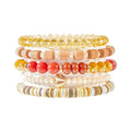RISHEGAE Heishi Beaded Stretch Bracelets for Women Stackable Polymer Clay Beads Bracelets Friendship Boho Summer Beach Bracelet Jewelry Set - color: D-Brown Bracelet