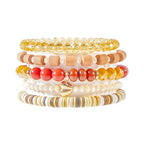 RISHEGAE Heishi Beaded Stretch Bracelets for Women Stackable Polymer Clay Beads Bracelets Friendship Boho Summer Beach Bracelet Jewelry Set - color: D-Brown Bracelet