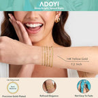 adoyi Gold Bracelets for Women, 14K Gold Plated Stackable Bracelet Stack Set Adjustable Charm Paperclip Chain Cuban Link Layered Waterproof Jewelry Sets Gifts for Womens - color: Gold 7.2 IN Large Wrist