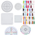 WEBEEDY Kumihimo Kit for Adults Beginners, Japanese Kumihimo Starter Kit Bracelet Beaded Braid Set Include 4 Pcs Square & Round Disk with 24 Thread for Beading & Bracelet Weaving Supplies