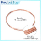 uxcell Pure Copper Wire 99.99% 30 Gauge 10m/33ft Tarnish Resistant | 0.25mm Pure Copper Soft Craft Copper Wire,for Jewelry Making Beading DIY Crafts Supplies,Copper - size: 30 Gauge 0.25mm
