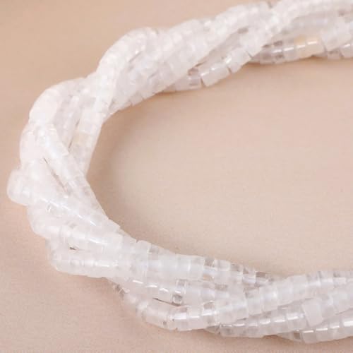 Natural Clear Quartz Crystals Heishi Spacer Beads Loose Semi Precious Flat Round Gemstone Disc Shape Stone for Beading Jewelry Making 4x2mm 15.5" - color: Clear Quartz Crystals