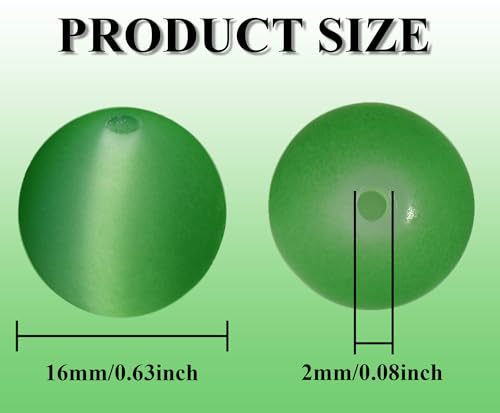 25pcs Resin Transparent Frosted Beads 16mm Cat Eye Circular Rubber Bead Spacer Bead DIY Making Friendship Bracelet Phone Chain Keychain Pen Beads Accessories (Green) - color: Green