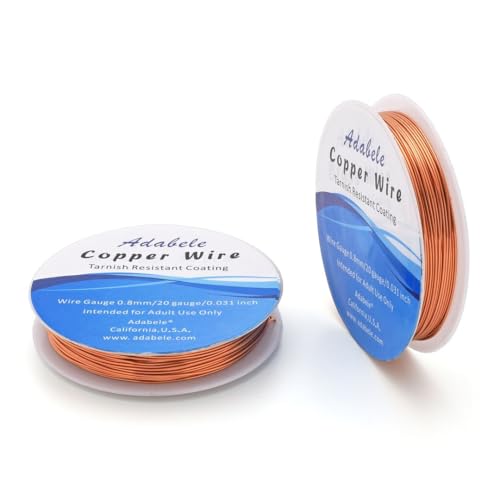 Adabele 65 Feet Premium Tarnish Resistant Round Bare Raw Jewelry Copper Wire Beading Wire Spool Bulk (0.8mm/20 Gauge) for DIY Craft Jewelry Making BF287-8 - color: Copper, size: 0.8mm (20 Gauge) wire - 1 Roll