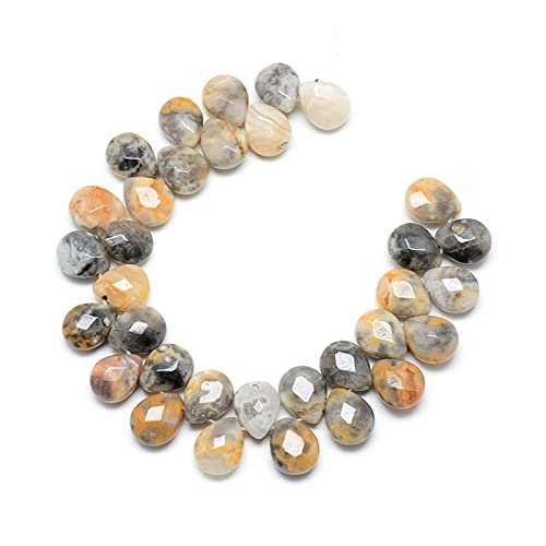 Craftdady 27pcs Faceted Teardrop Natural Crazy Agate Beads Top Drilled Energy Healing Crystal Gemstone Loose Beads Polished Chakra Stone Loose Beads 12x9-10mm for DIY Jewelry Crafts - color: Crazy Agate, 12x9-10mm