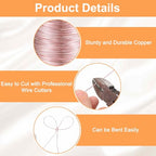 HARFINGTON Wire 328ft Length 26 Gauge Copper Craft Jewelry Wrapping Wire Tarnish Resistant Beading for Jewelry Making Supplies Crafting, Pink - color: Pink