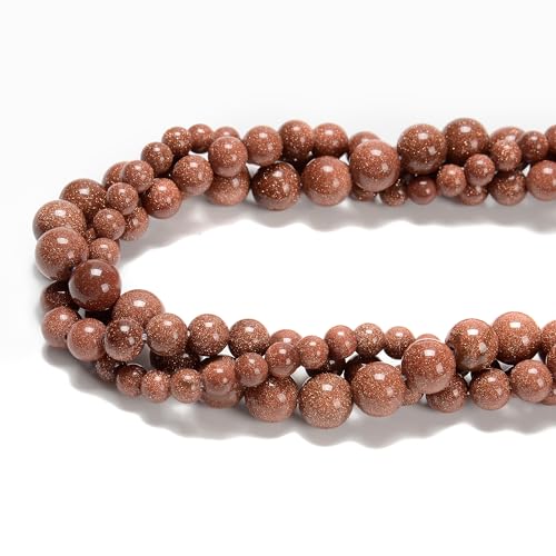75pcs(2 Strand/Set) 10mm Goldstone Beads with Energy Power, Smooth Round Sand Stone Beads for Jewlery Bracelets Earrings Making DIY - color: Goldstone, size: 10mm