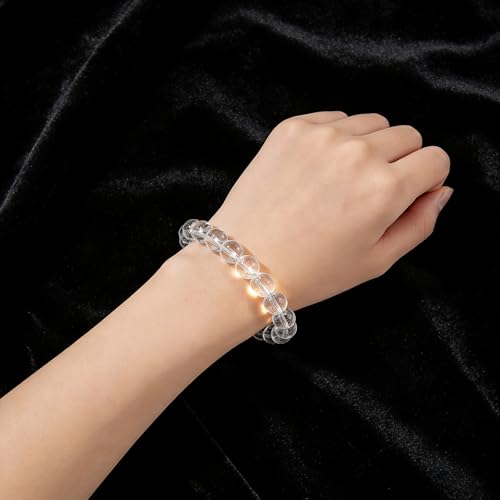 Handmade 8mm Beaded Bracelets For Men Protection Bracelet For Women Chakra Feng Shui Stretchy Handmade Lucky Money Stretchy Crystal Bracelets Best Gifts - color: Clear quartz