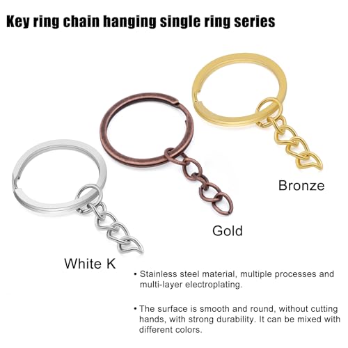 20Pcs Keychain Key Ring with Chain Bulk Split Key Chain，1.1 Inch Key Chains Parts with Open Jump Ring Connector for Jewelry Making Crafts (White K) - color: 20Pcs White K
